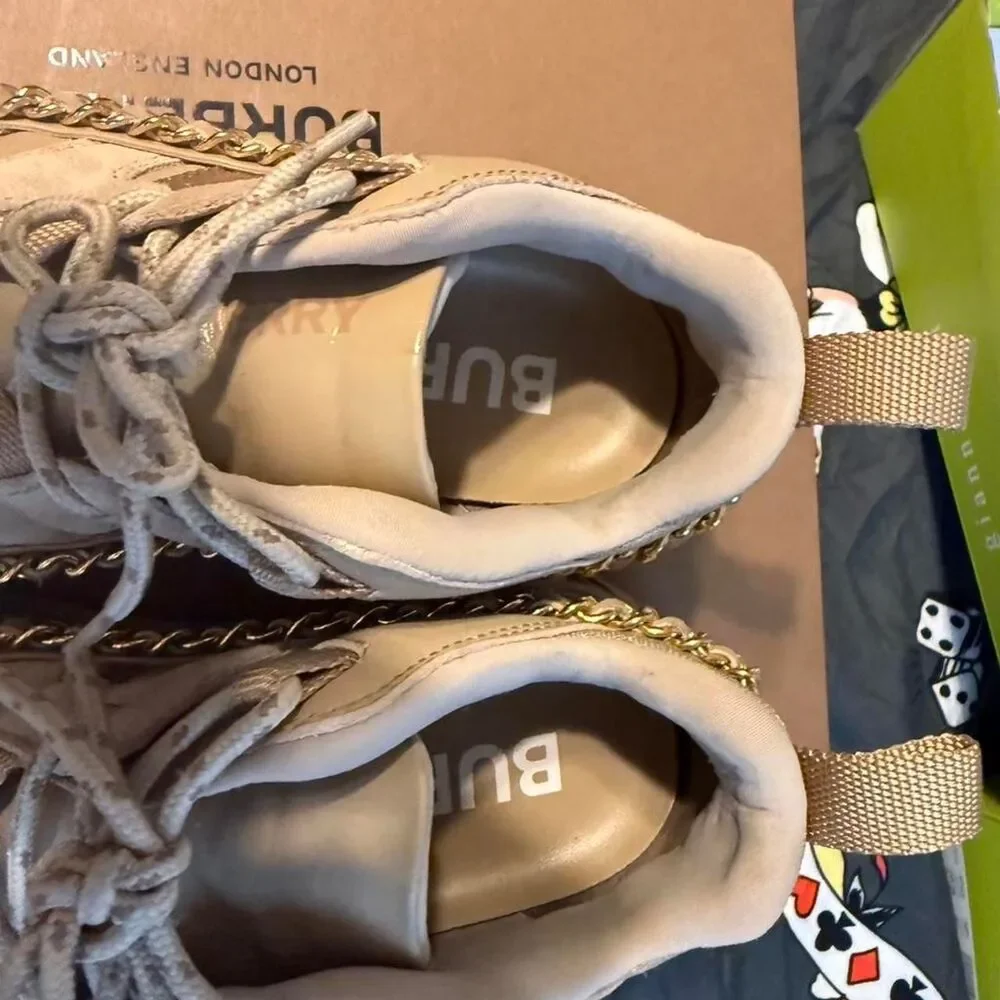 Burberry Women's Cream and Tan Trainers